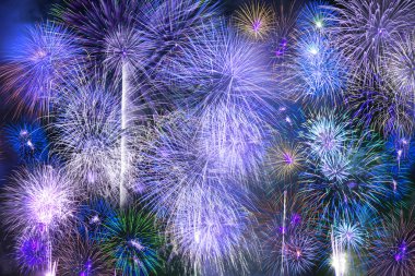 Blooming firework mixed color of celebration night clipart