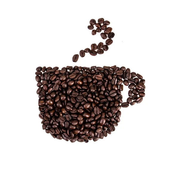 Roasted coffee beans arranged as cup shape — Stockfoto