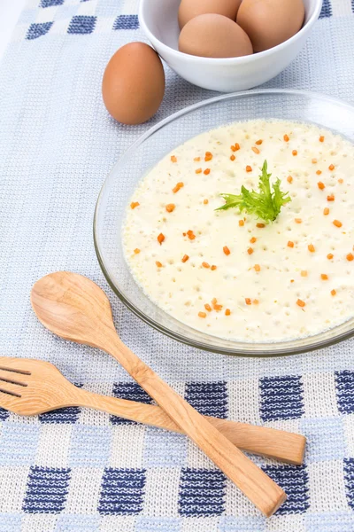 Steamed eggs , easy soft food made from eggs for kids or old man Stock Picture