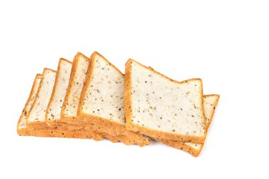 tahıl ve beyaz arka plan üzerinde siyah susam ekmek