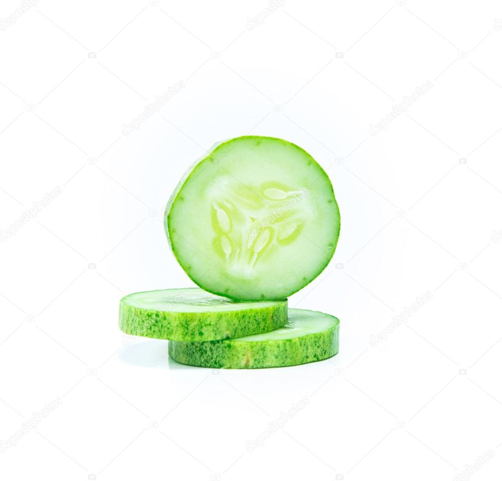 Sliced Cucumber on white background