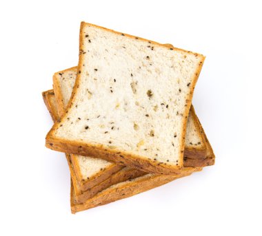 tahıl ve beyaz arka plan üzerinde siyah susam ekmek