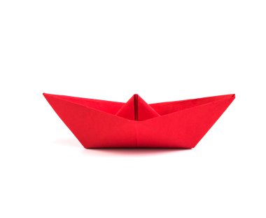 red paper Boat on white background clipart