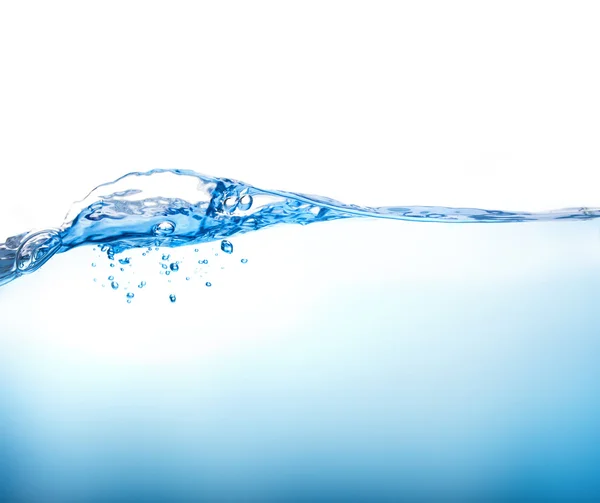 Close up blue Water splash with bubbles on white background — Stock Photo, Image