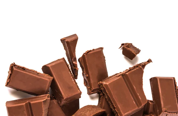 Close up chocolate bars on white background — Stock Photo, Image