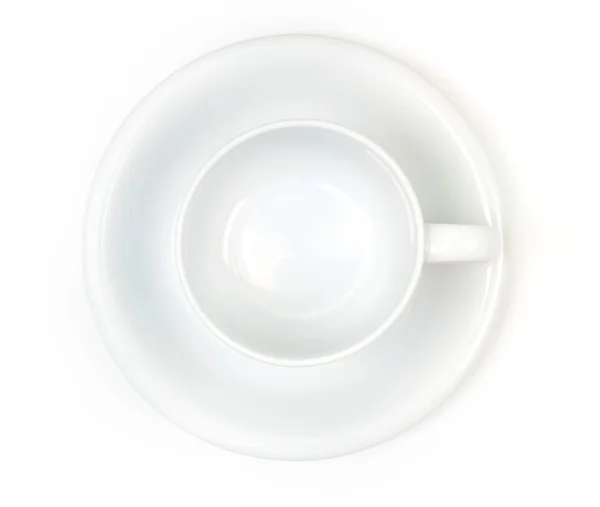 Top view of white tea or coffee cup on white background — Stock Photo, Image