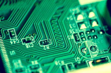 bilgisayar elektronik devre kartı yakından seçici odak