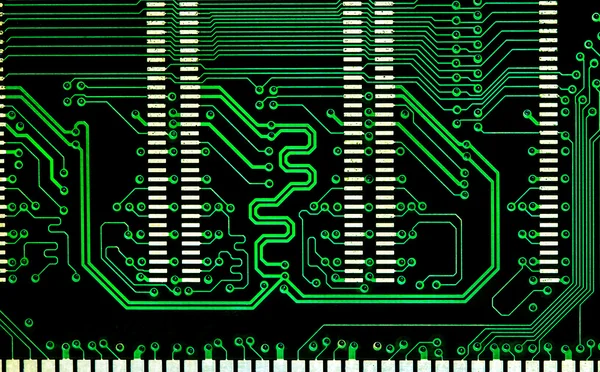 クローズ アップ コンピューター グリーン ライン電子回路基板 — ストック写真