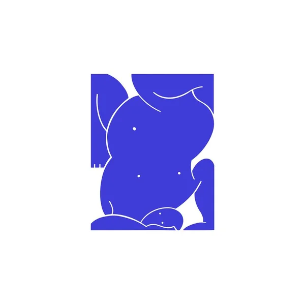 太った人の変形した姿 青の図 ベクターイラスト — ストックベクタ
