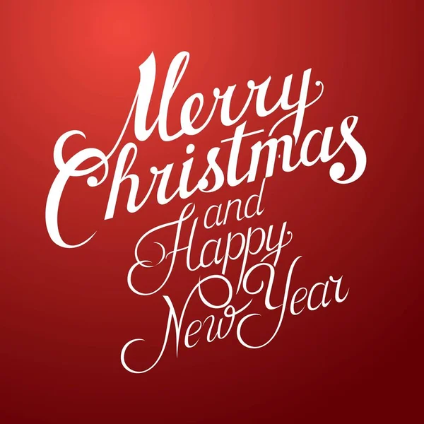 Merry Christmas Happy New Year Lettering Vintage Style Vector Illustration — Stock Vector