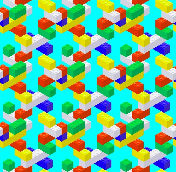 Renkli plastik bloklardan izole, pürüzsüz desen. Vektör illüstrasyonu