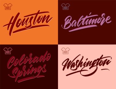 Şehrin klasik grange yazıtları. Houston, Baltimore, Colorado Springs, Washington Vektör İllüstrasyonu