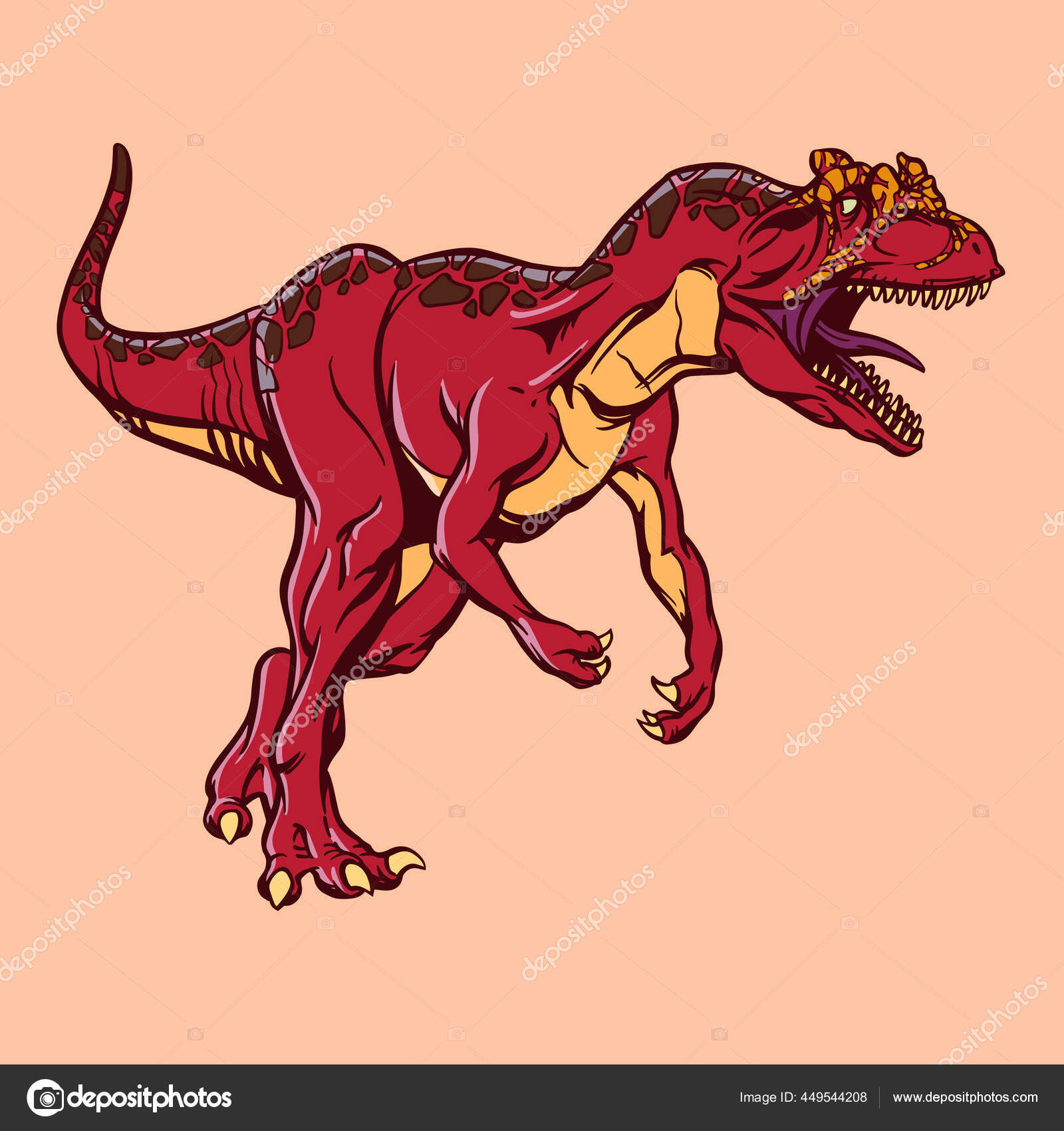 Página Do Livro De Cores Do Contorno Do Dinossauro T Rex