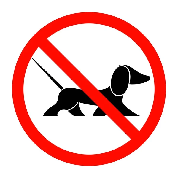 Silueta negra de un perro en un signo de prohibición. Dachshund. Ilustración vectorial — Vector de stock