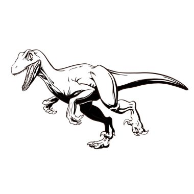 Dövme, baskı, tasarım ve logo için elle çizilmiş komik bir raptor. Vektör illüstrasyonu.