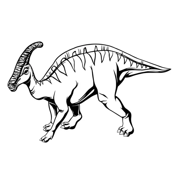 Comic hadrosaurus stil desenat manual pentru imprimare, tatuaj, design și logo. Ilustrație vectorială . — Vector de stoc