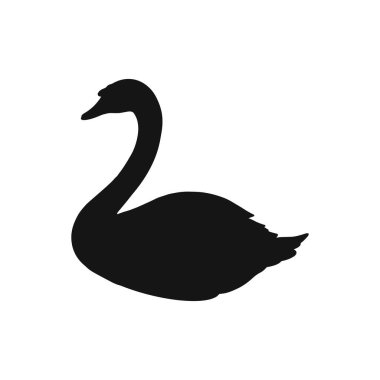 Süsleme ve lazer kesim için siluet biçiminde zarif siyah kuğu deseni. Vektör illüstrasyonu.