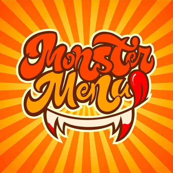 Logo de comida rápida pop-art. Menú monstruo para Halloween. Ilustración vectorial. — Vector de stock