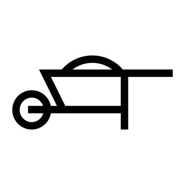 Taslak simgesi. Bahçe el arabası amblemi. Vektör illüstrasyonu