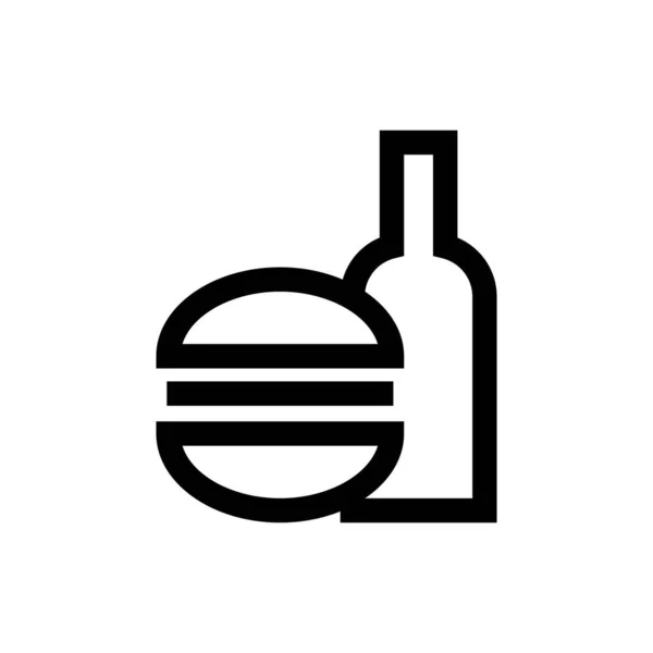 Essen und Trinken umreißt das Symbol. Isoliert auf weiß. Vektorillustration — Stockvektor