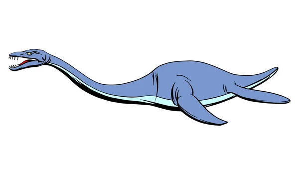 Plesiosaurus dalam gaya kartun untuk cetak dan design.Vector ilustrasi - Stok Vektor