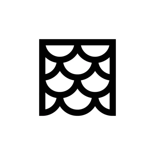 Outline icon. Roof tile emblem. Vector illustration — Stock Vector