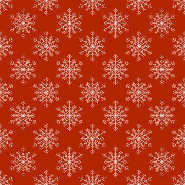 Terracotta arka planında doğrusal bir şekilde kar taneleri deseni. Vektör ortamı.