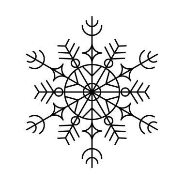 Beyaz arka planda kar tanelerinin doğrusal çizimi. Vektör ortamı.