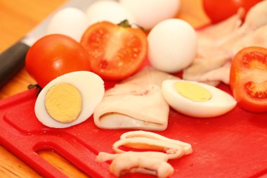 haşlanmış squids dilim