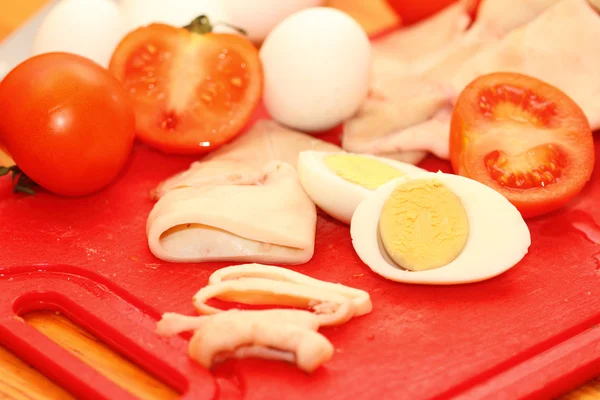 haşlanmış squids dilim