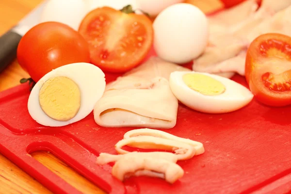 haşlanmış squids dilim