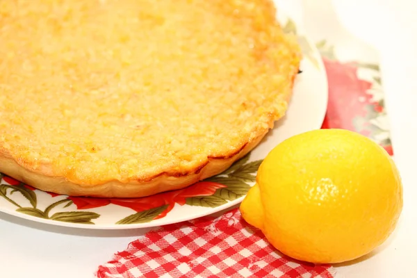 Stuk van citroen taart — Stockfoto