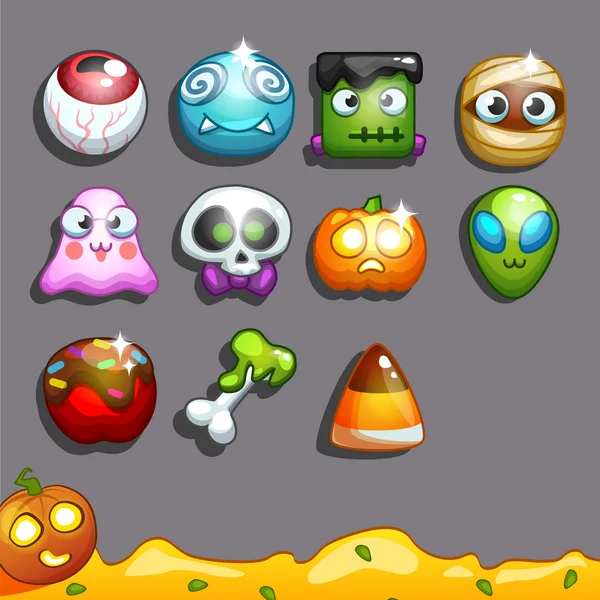 Ícones para jogos sobre o tema Halloween (doces ) —  Vetores de Stock