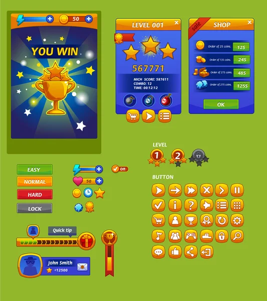 The elements of the game interface — Stock Vector