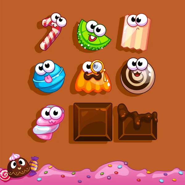 Icônes bonbons pour l'interface de jeu — Image vectorielle