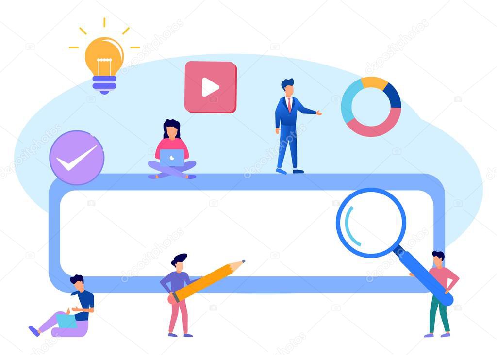 Flat style vector illustration, SEO, field and search icon.