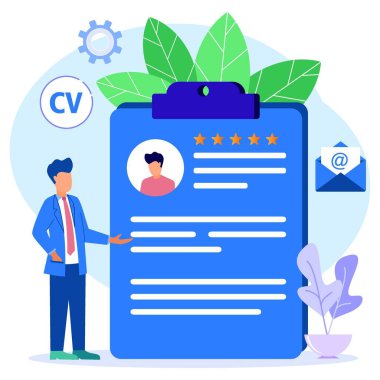 Modern tarz vektör illüstrasyonu, başvuru verilerini ve profillerini kontrol eden kişi karakterleriyle çevrimiçi eleman toplama kavramı. Web iniş sayfaları için uygun, evet, mobil uygulamalar, afiş şablonları. Vektör İllüstrasyonu