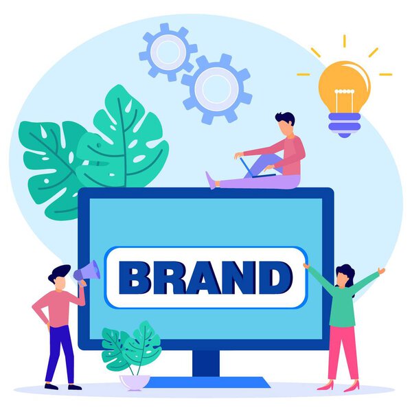 Векторная иллюстрация плоского стиля, характер владельца бренда, промоутера и маркетолога. Иллюстрации для сайтов, целевых страниц, мобильных приложений, плакатов и баннеров.