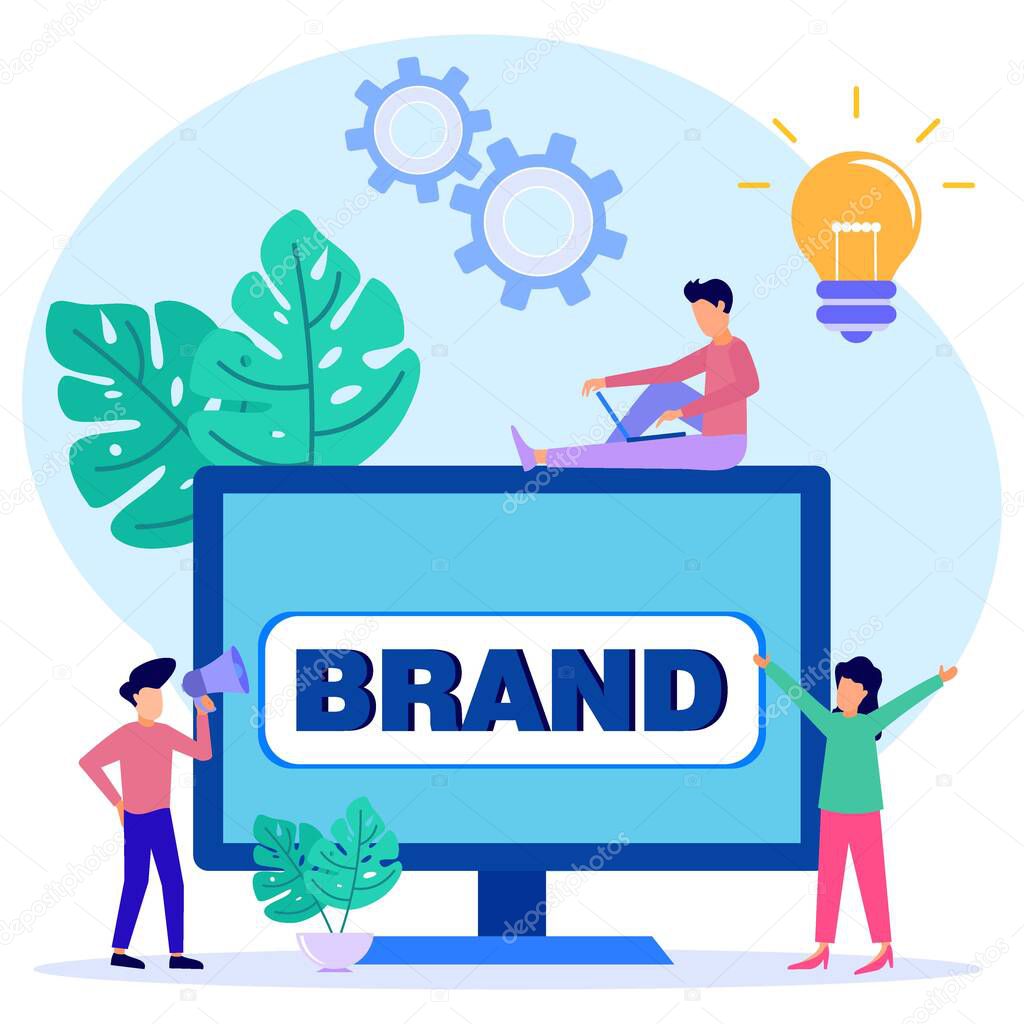 Flat style vector illustration, character of brand owner, promotion and marketing person. Illustrations for websites, landing pages, mobile apps, posters and banners.