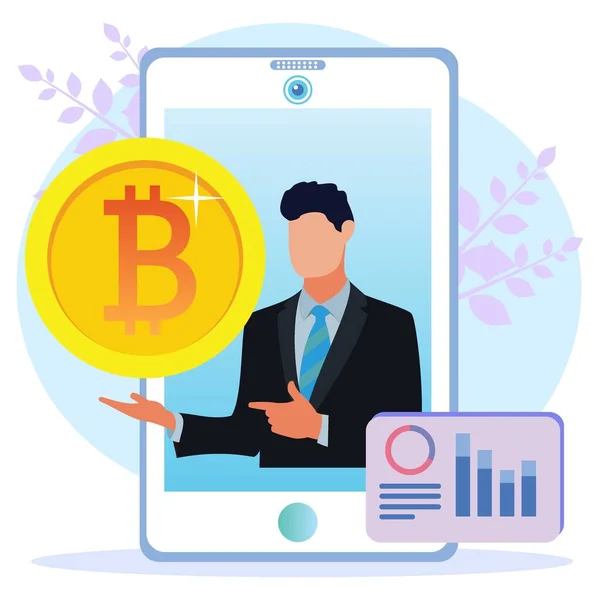 Illustration Vectorielle Style Moderne Bitcoin Concept Entreprise Numérique Pour Les — Image vectorielle