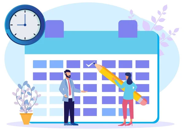 Vlakke Isometrische Vectorillustratie Geïsoleerd Witte Achtergrond Planning Schema Kalender Concept — Stockvector