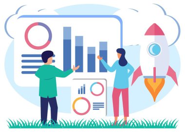 Modern stil vektör illüstrasyon iş konsepti, Creative Startup takım çalışması, iniş sayfaları, şablonlar, ui, web, mobil uygulamalar, posterler, afişler, el ilanları için kullanılabilir.