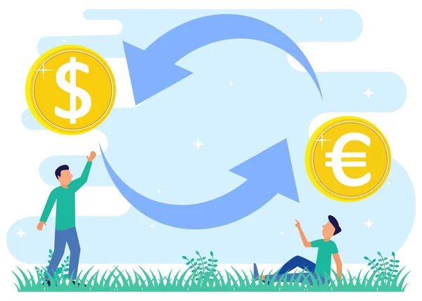 Vektorillustration Des Modernen Geschäftskonzepts Währungsumtausch Online Geldtransaktionen Aktienhandel Icon Set — Stockvektor