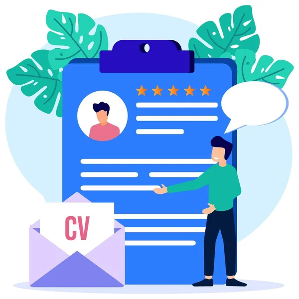 Ilustração Moderna Vetor Estilo Conceito Linha Recrutamento Com Caráter Uma — Vetor de Stock