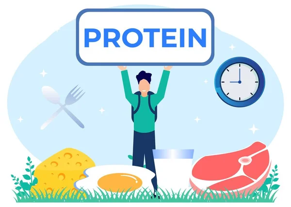 Estilo Plano Vector Ilustración Proteína Como Concepto Menú Alimentos Aminoácidos — Vector de stock