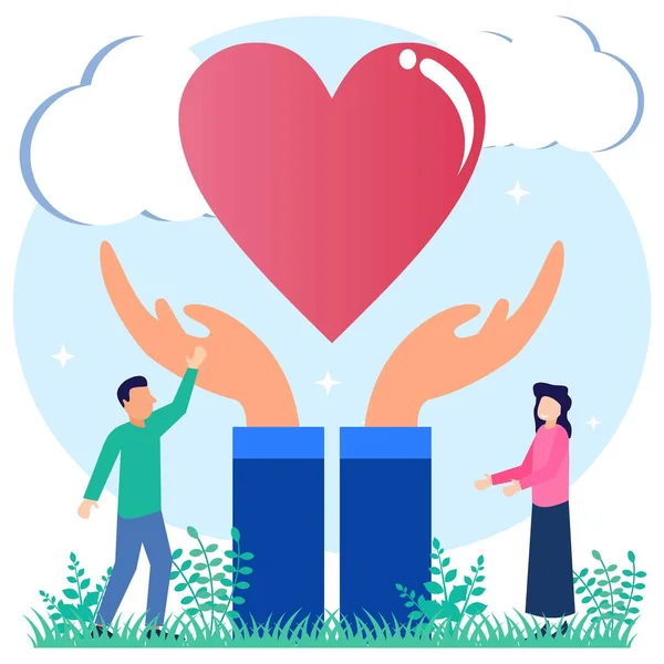 Ilustración Vectorial Del Cuidado Social Con Símbolo Del Corazón Como — Vector de stock