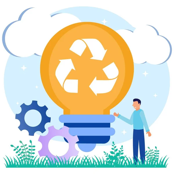 Vector Graphic Illustration Business Businessman Environmentally Friendly Idea Waste Processing — Stock Vector
