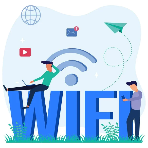 Ilustración Vectorial Wifi Gratuito Estilo Moderno Para Usuarios Puntos Conexión — Archivo Imágenes Vectoriales