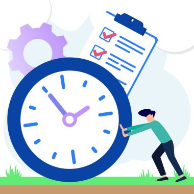 Etkili iş konseptiyle verimlilik ve verimlilik artışının vektör illüstrasyonu. Başarılı proje süreleri zaman yönetimi ve kalite performansı sayesinde başarıyla sonuçlanıyor.