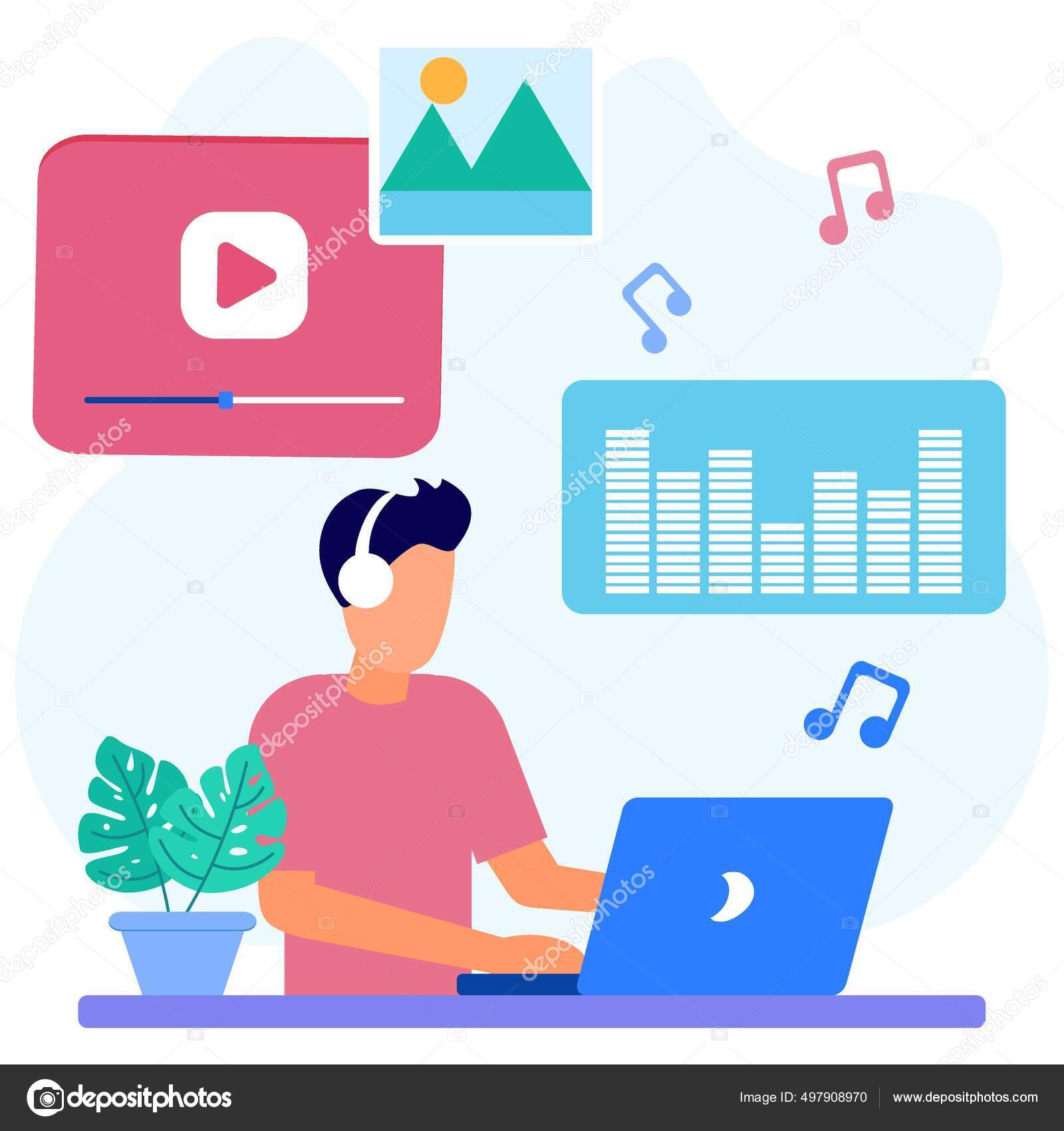ベクターイラストフリーランスが動画 プレゼンテーション コンテンツの作成や書き込みを編集します Seoの専門家は プロジェクト ウェブサイトやソーシャルメディアのプロモーション ストックベクター C Ismunandarrambe94 Gmail Com